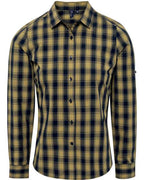 Artisan Collection by Reprime Women's Mulligan Check Cotton Dress Shirt - Camel/ Navy