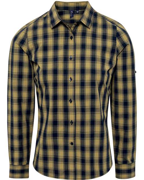 Artisan Collection by Reprime Women's Mulligan Check Cotton Dress Shirt - Camel/ Navy