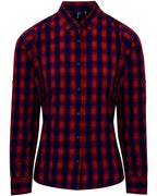 Artisan Collection by Reprime Women's Mulligan Check Cotton Dress Shirt - Red/ Navy