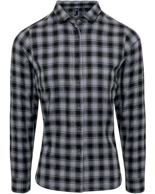 Artisan Collection by Reprime Women's Mulligan Check Cotton Dress Shirt - Steel/ Black