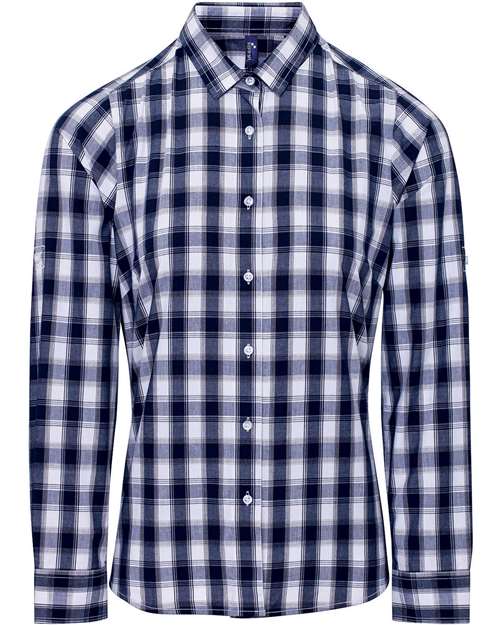 Artisan Collection by Reprime Women's Mulligan Check Cotton Dress Shirt - White/ Navy