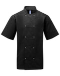 Artisan Collection by Reprime Unisex Ten Studded Front Short Sleeve Chef Coat - Black