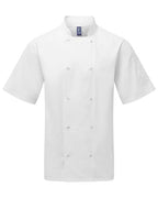 Artisan Collection by Reprime Unisex Ten Studded Front Short Sleeve Chef Coat - White