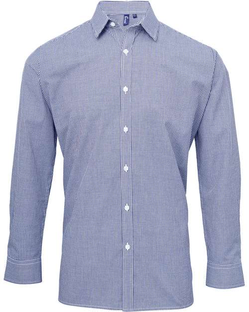Artisan Collection by Reprime Men's Microcheck Gingham Cotton Shirt - Navy/ White