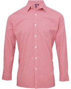 Artisan Collection by Reprime Men's Microcheck Gingham Cotton Shirt - Red/ White