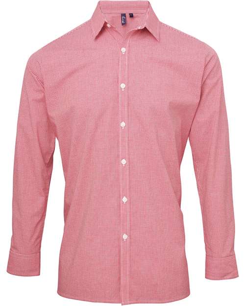 Artisan Collection by Reprime Men's Microcheck Gingham Cotton Shirt - Red/ White