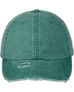 Adams Headwear Classic Pigment Distressed Dad Hat - Forest Green