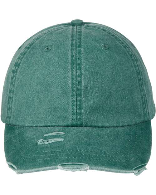 Adams Headwear Classic Pigment Distressed Dad Hat - Forest Green