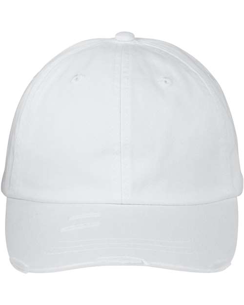 Adams Headwear Classic Pigment Distressed Dad Hat - White