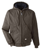 Berne Apparel Men's Heartland Washed Cotton Duck Hooded Jacket - Olive Duck