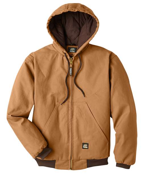 Berne Apparel Men's Tall Highland Washed Cotton Duck Hooded Jacket - Brown Duck