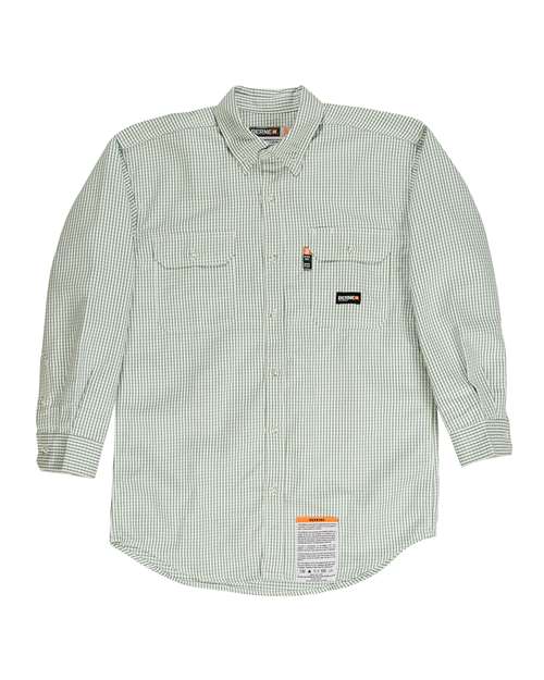 Berne Apparel Men's Flame-Resistant Down Plaid Work Shirt - Green