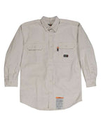 Berne Apparel Men's Flame-Resistant Down Plaid Work Shirt - Khaki