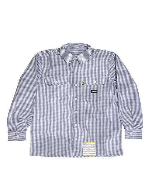 Berne Apparel Men's Flame-Resistant Down Plaid Work Shirt - Navy