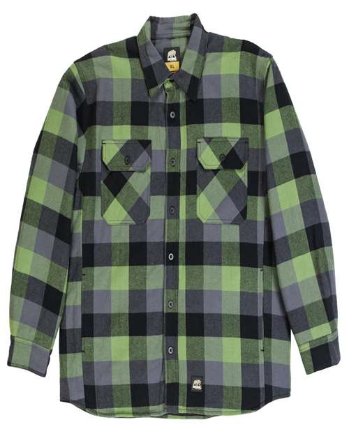 Berne Apparel Men's Tall Timber Flannel Shirt Jacket - Plaid Green