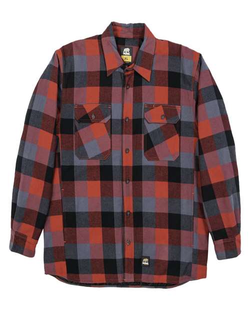 Berne Apparel Men's Tall Timber Flannel Shirt Jacket - Plaid Red