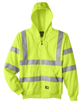 Berne Apparel Men's Tall Hi-Vis Class 3 Lined Full-Zip Hooded Sweatshirt - Hi Vis Yellow