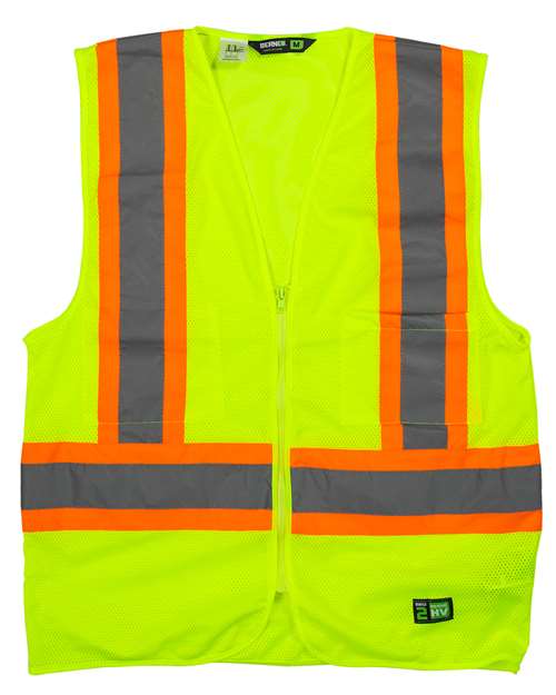 Berne Apparel Men's Hi-Vis Class 2 Multi-Color Vest - Yellow