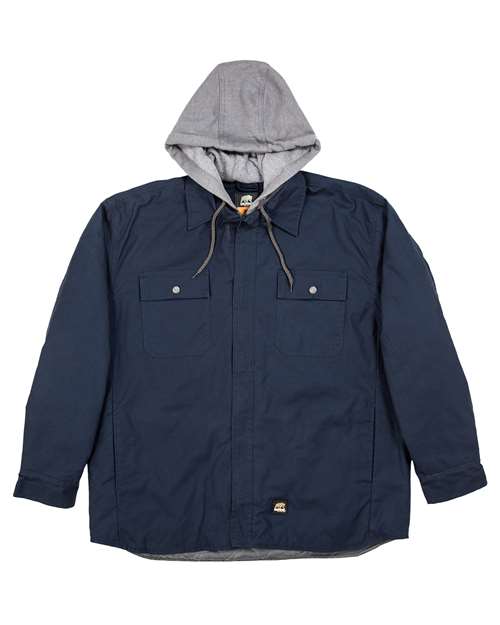 Berne Apparel Men's Throttle Hooded Shirt Jacket - Navy