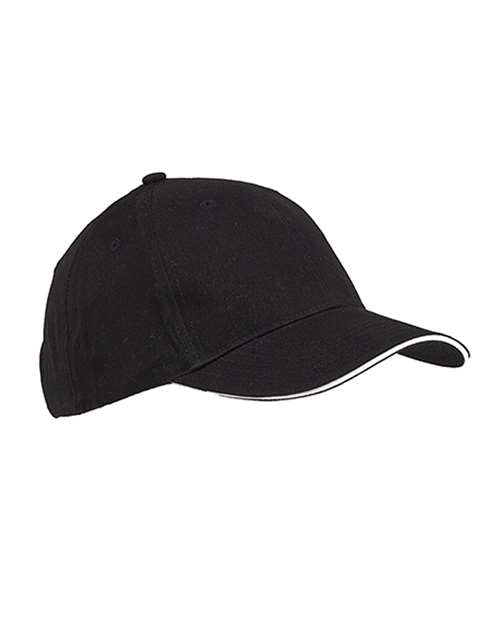 Big Accessories Brushed Twill Sandwich Cap - Black/ White