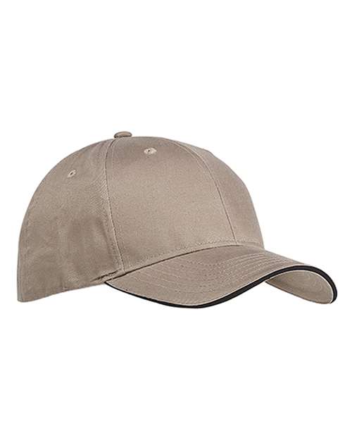 Big Accessories Brushed Twill Sandwich Cap - Khaki/ Black