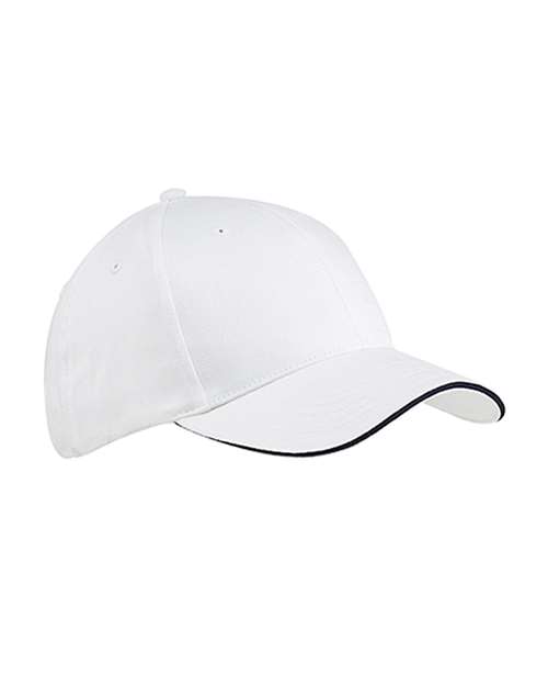 Big Accessories Brushed Twill Sandwich Cap - White/ Navy