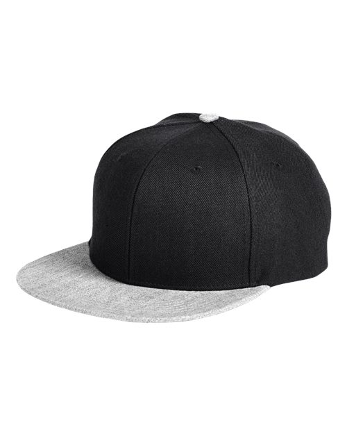 Big Accessories Flat Bill Sport Cap - Black/ Heather Grey