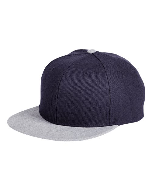 Big Accessories Flat Bill Sport Cap - Navy/ Heather Grey
