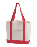 BAGedge Canvas Tote - Natural/ Red