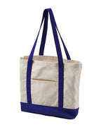 BAGedge Canvas Tote - Natural/ Royal