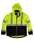 Berne Apparel Men's Tall Hi-Vis Class 3 Hooded Soft Shell Jacket - Yellow