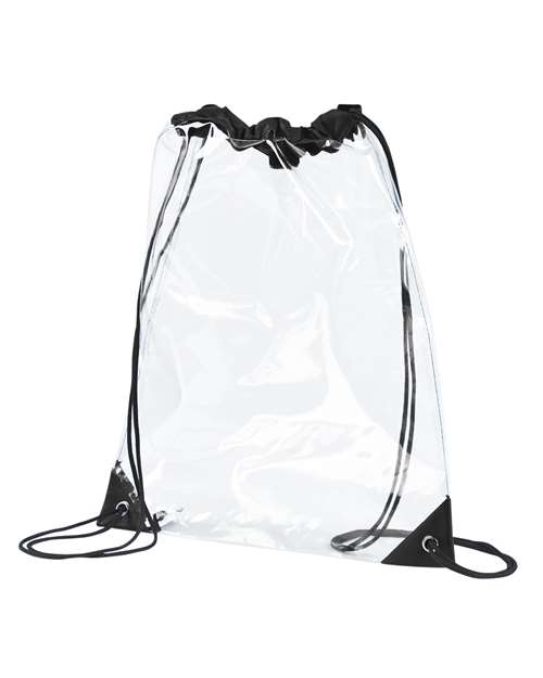 BAGedge PVC Clear Drawstring Bag - Black