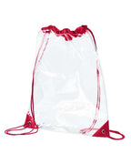 BAGedge PVC Clear Drawstring Bag - Red