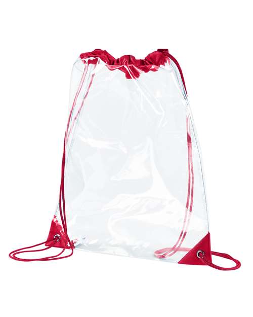 BAGedge PVC Clear Drawstring Bag - Red
