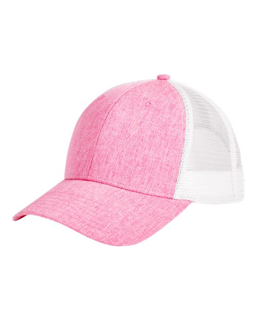 Big Accessories Sport Trucker Cap - Heather Pink/ White