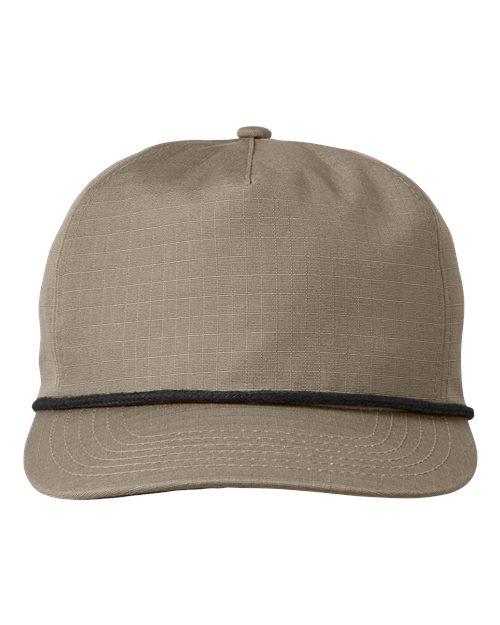 Big Accessories Lariat Ripstop Cap - Khaki/ Black Rope