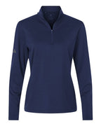 Adidas Women's Textured Stripe Quarter-Zip Pullover - Dark Blue