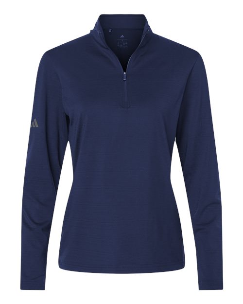 Adidas Women's Textured Stripe Quarter-Zip Pullover - Dark Blue