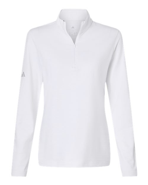 Adidas Women's Textured Stripe Quarter-Zip Pullover - White
