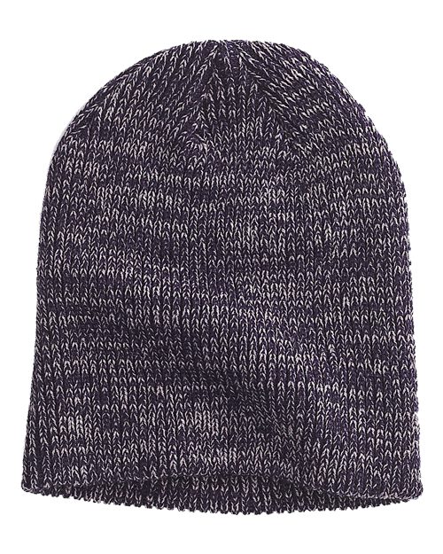 Big Accessories Ribbed Marled Beanie - Black/ Grey
