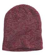 Big Accessories Ribbed Marled Beanie - Maroon/ Grey