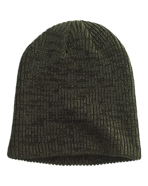 Big Accessories Ribbed Marled Beanie - Olive/ Black