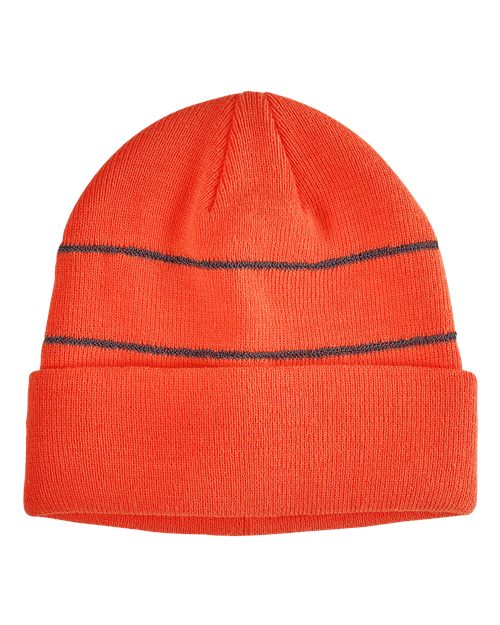 Big Accessories Reflective Cuffed Beanie - Neon Orange