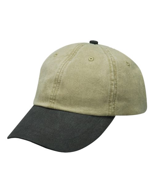 Adams Headwear Optimum Pigment-Dyed Dad Hat - Khaki/ Black