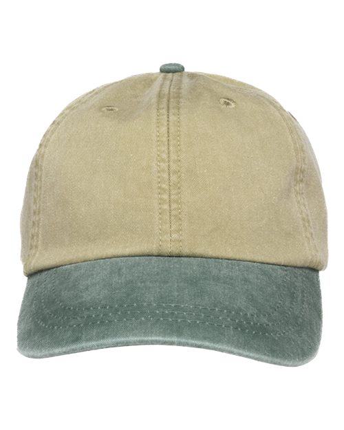Adams Headwear Optimum Pigment-Dyed Dad Hat - Khaki/ Forest