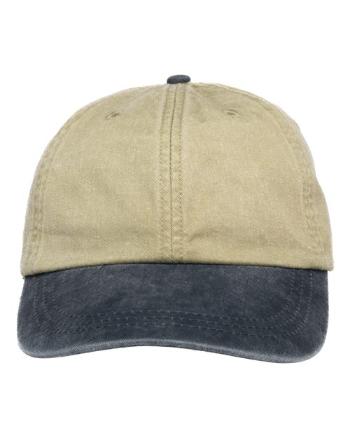 Adams Headwear Optimum Pigment-Dyed Dad Hat - Khaki/ Navy