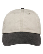 Adams Headwear Optimum Pigment-Dyed Dad Hat - Stone/ Black