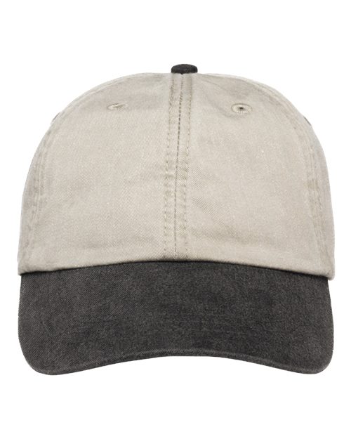 Adams Headwear Optimum Pigment-Dyed Dad Hat - Stone/ Black