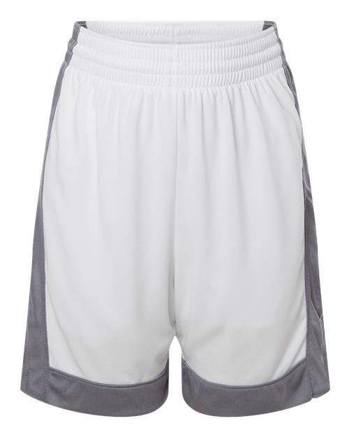 Augusta Sportswear Youth Match-Up Basketball Shorts - White/ Graphite