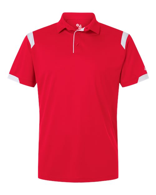 Badger Unisex On the Rise Polo (Part 2 of 2) - Red/ White